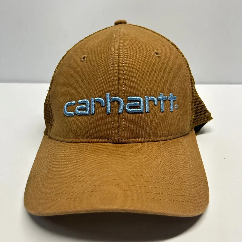Carhartt Trucker Hat Brown Mens OSFM Mesh Back Snapback Logo Workwear